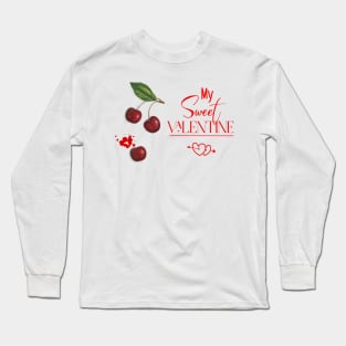 Sweet Valentine with Cherry Fruit Long Sleeve T-Shirt